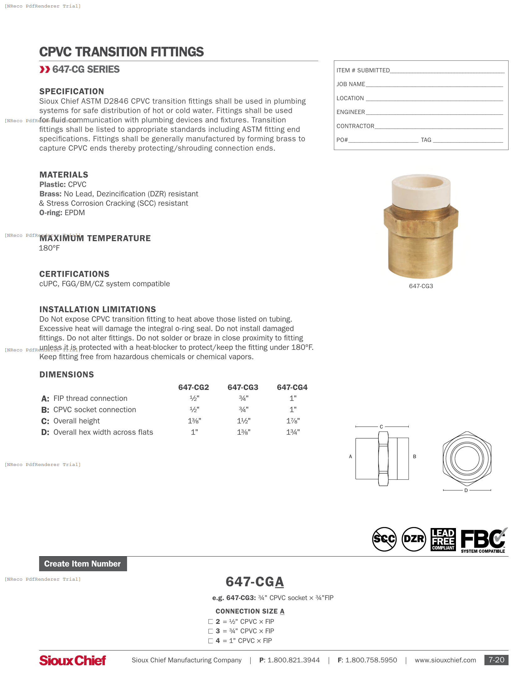 647-CG SERIES - CPVC BRASS TRANSITION FITTING - SPEC SHEET.PDF Specification Document